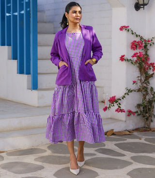 Purple Jute Jacket with Sleeveless Dress