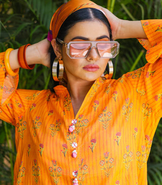 Orange Lawn Printed Co-ord Set