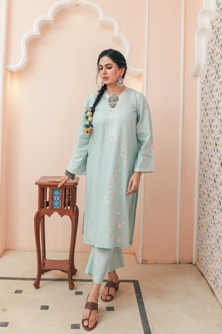 Sky Blue Embroidered Kurta Set