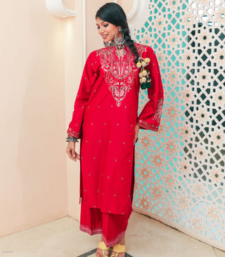 Red Lawn Embroidered Co-ord Set