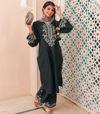 Black Lawn Embroidered Co-ord Set