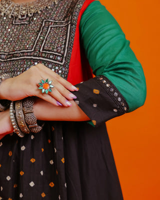 Black Cotton Bandhani Kurti