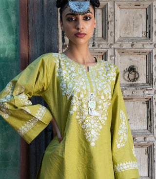 Light Green Lawn Embroiderd co-ord set