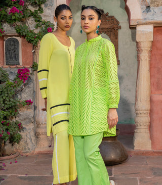 Parrot Green Chikankari co-ord set