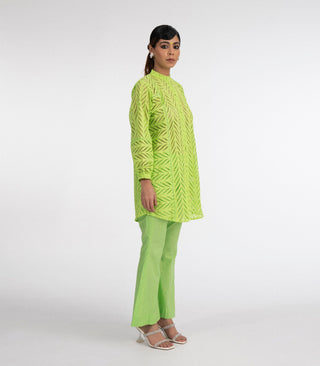 Parrot Green Chikankari co-ord set