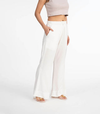 White Zip & elasticated waist pant