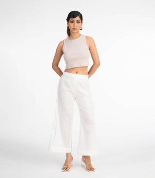 White elasticated waist pant