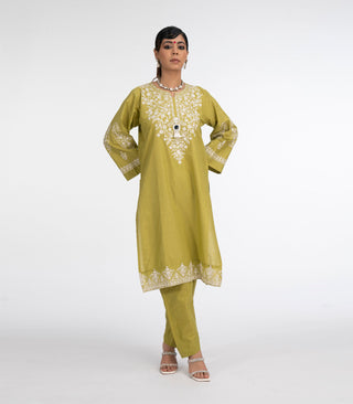 Light Green Lawn Embroiderd co-ord set