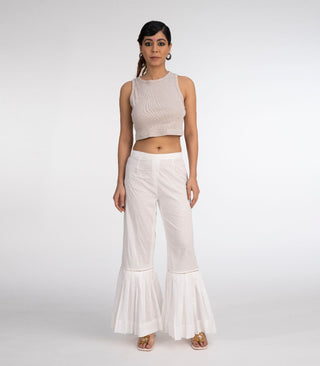 White elasticated waist pant