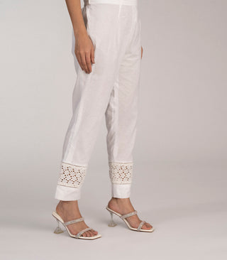 White elasticated waist pant