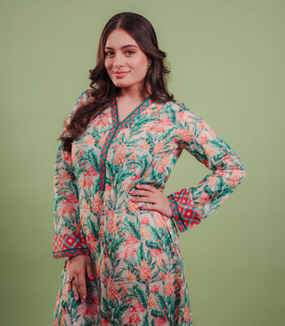 PEACH PRINTED KURTA SET