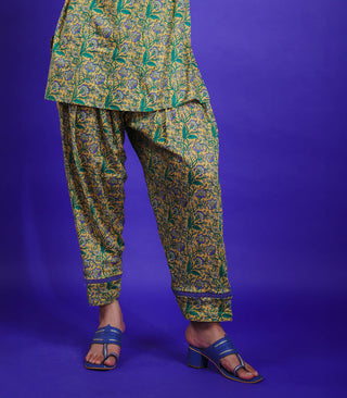 Lime Yellow PRINTED SHORT KURTA SET