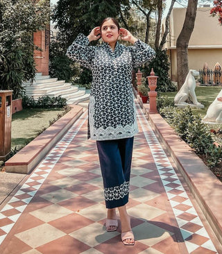 Navy Chikankari co-ord set