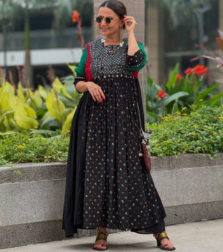 Black Cotton Bandhani Kurti