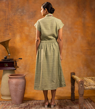 Olive Green Box Pleat Skirt & Shirt