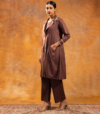 Walnut Brown Linen Jacket Dress