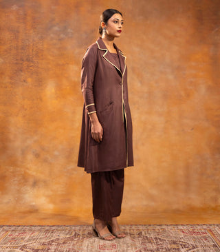 Walnut Brown Linen Jacket Dress