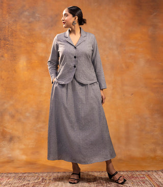 Dove Grey Box Pleat Skirt & Jacket Set